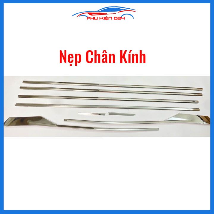Bộ nẹp viền chân kính cong kính Veloz 2022-2023-2024 Inox sáng bóng chuẩn form xe