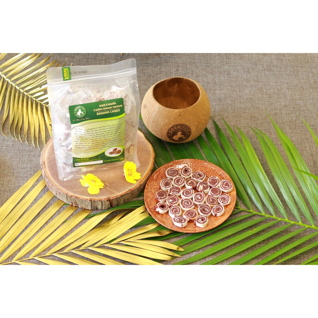 Kẹo chuối cuộn bánh tráng Cocofarm bịch 500g