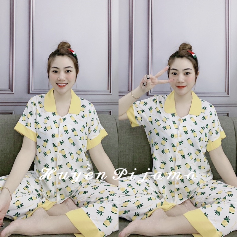 Đồ bộ pijama hàng 2CE cao cấp tay ngắn quần dài Mango loại 1 | BigBuy360 - bigbuy360.vn