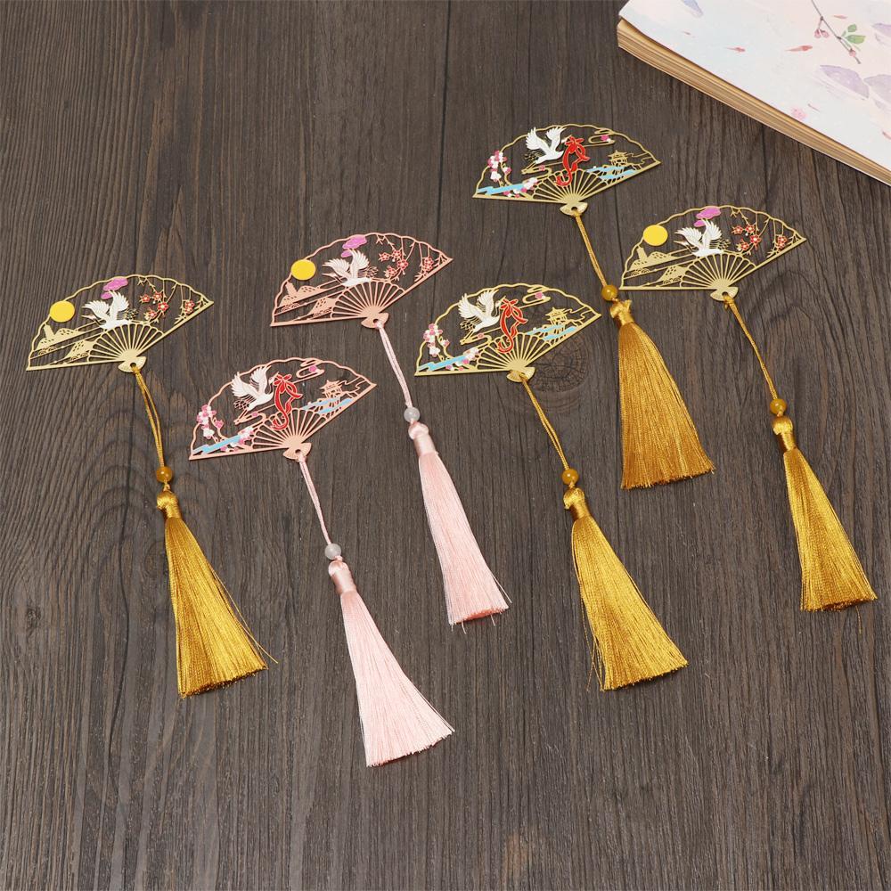 RAINBOW Thẻ Đánh Dấu Trang Sách Bằng Đồng Thau In Họa Tiết Hoa / Chim Hạc Kiểu Retro