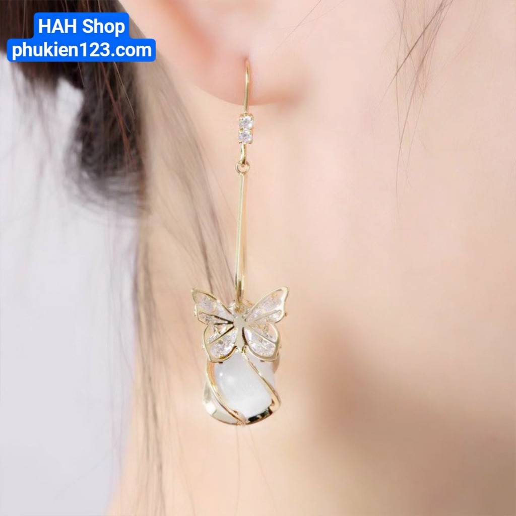 Bông tai nữ dễ thương, thiết kế hình bướm dáng ngắn xinh xắn phong cách Hàn Quốc