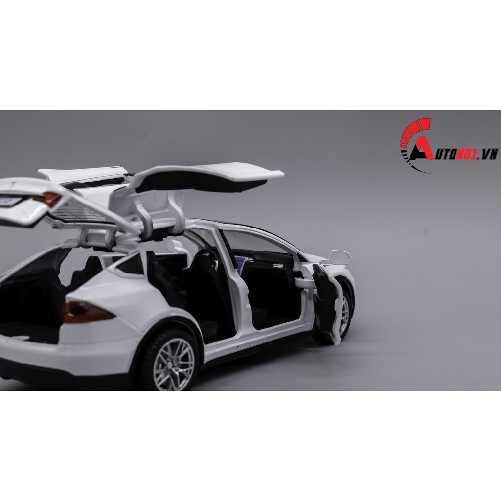 MÔ HÌNH XE TESLA X90 WHITE 1:32 HUAYI ALLOY 7652