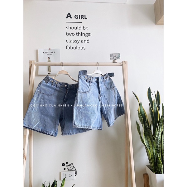 Quần Ngố Jeans Cạp Cao Phối Cúc Cài (ẢNH THẬT+VIDEO)