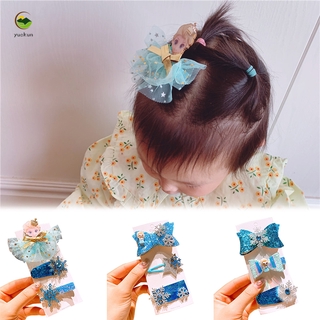 FROZEN Set 2 Kẹp Tóc Công Chúa Elsa Đính Nơ Xinh Xắn Cho Bé Gái