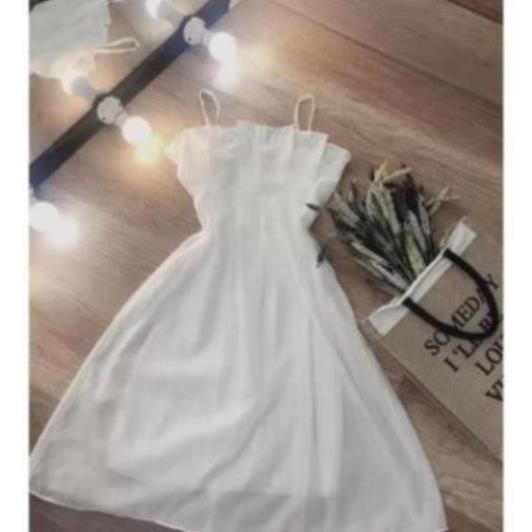 Váy trắng/ hôngf dự tiệc 2s vải tơ voan xếp ly kèm ảnh thật HGH88 | BigBuy360 - bigbuy360.vn