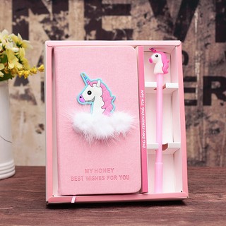 Creative Pink Girl Unicorn Notebook Flamingo Notepad Box Sổ tay bìa cứng