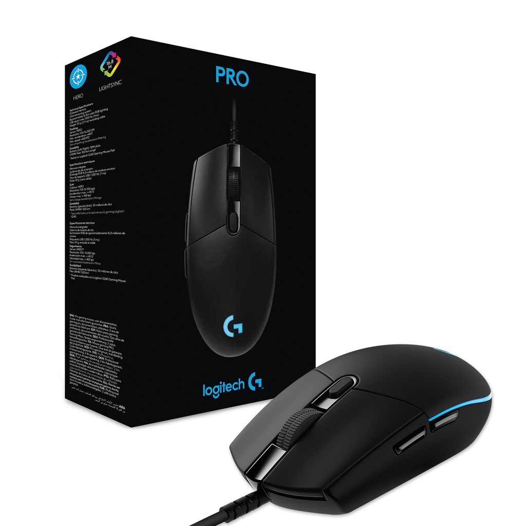 Chuột có dây RGB Logitech G Pro Hero - 6 nút lập trình, 5 cấu hình bộ nhớ tích hợp