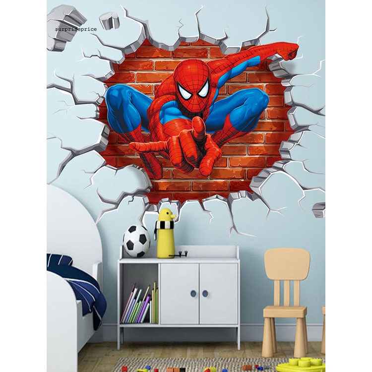 Sticker Dán Tường Pvc Hình Người Nhện Theo Phong Cách Hoạt Hình Dùng Trang Trí Phòng Trẻ Nhỏ