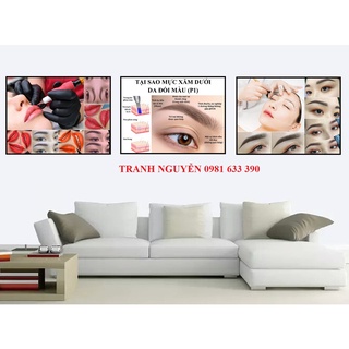 Giá xường: bộ 3 tranh phun xăm tranh trí tranh spa, thẩm mỹ viện tặng thêm băng dính