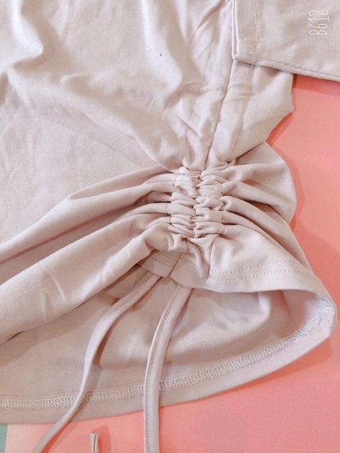 Áo thun dài tay dây rút suôn vải zip cotton | BigBuy360 - bigbuy360.vn