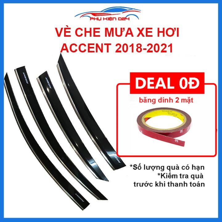 Vè mưa Accent 2018-2021 chỉ inox cao cấp bảo vệ xe