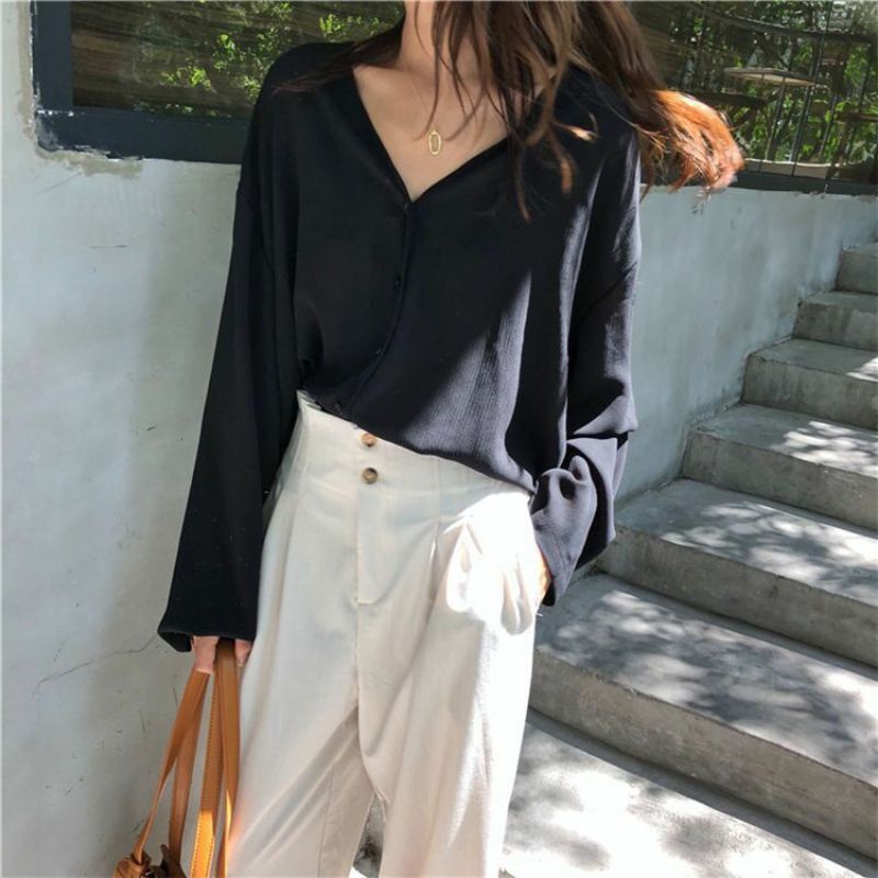 Áo Sơ Mi Nữ Tay Dài Form Rộng Ulzzang