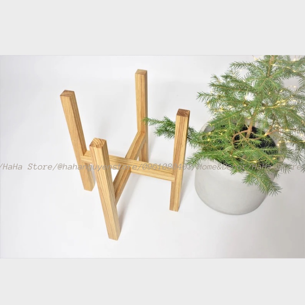 Giá Đỡ Gỗ Đặt Chậu Cây Đôn gỗ cây cảnh CCG01-2 có bắt vít ở tâm kệ