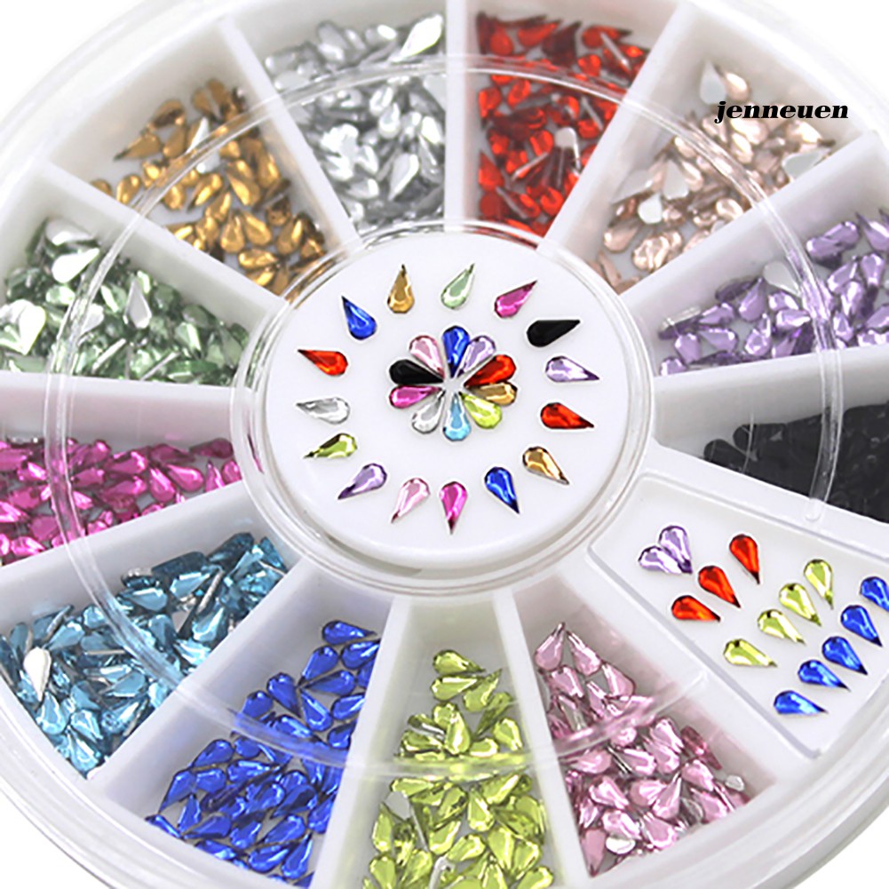 [Hàng mới về] Hộp phụ kiện trang trí móng tay nghệ thuật hình giọt nước nhiều màu sắc độc đáo