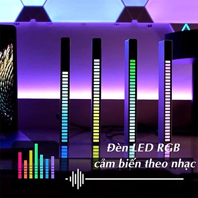 Đèn nháy theo nhạc Led RGB cảm ứng âm thanh , 32 hạt Led 16 triệu màu không App, Đèn Led Rgb Tik Tok Đèn Trang Trí Ô Tô
