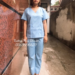 Bộ quần áo điều dưỡng - phẫu thuật nam nữ màu xanh dương