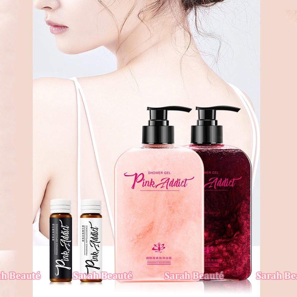 [ CHÍNH HÃNG ] Sữa Tắm Nước Hoa Pink Addict Siêu Thơm Combo (400ml+2lọ tinh dầu) - Sarah Beaute MP77