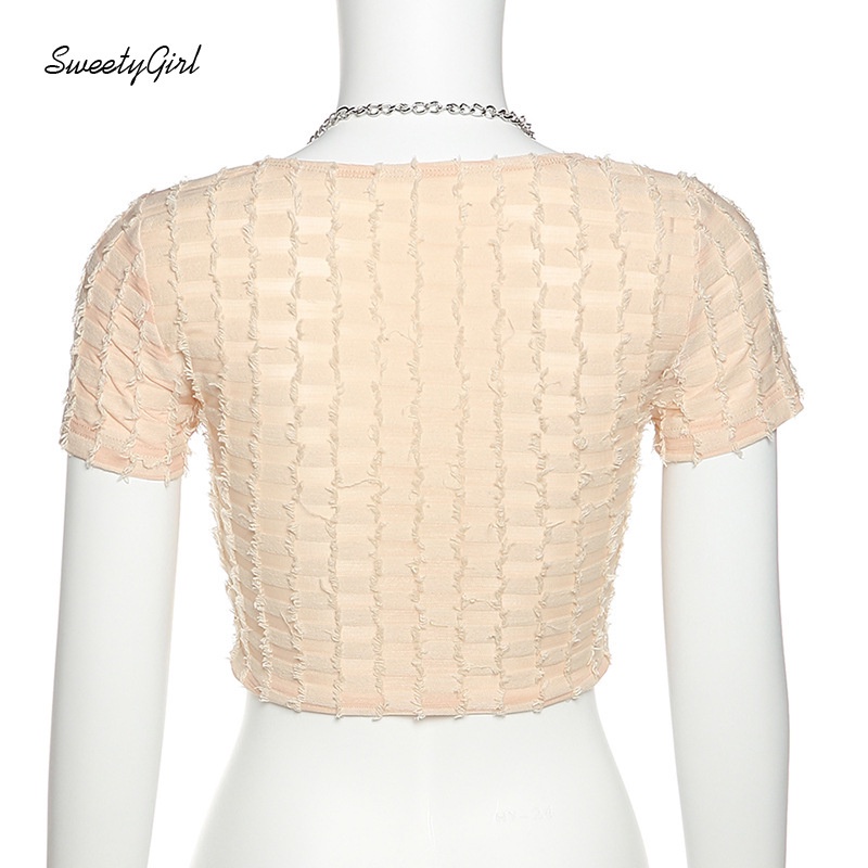 Áo Croptop Cổ Vuông Tay Ngắn Dáng Ôm Màu Trơn Thời Trang Dành Cho Nữ 2022