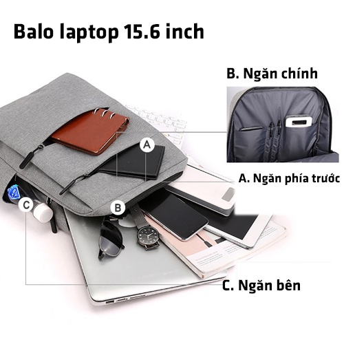 Balo Laptop Nam Nữ, Cặp Đựng Máy Tính Cá Nhân Kích Thước 15.6 inch Có Cổng USB Đẹp Và Chống Sốc Giá Rẻ - T2