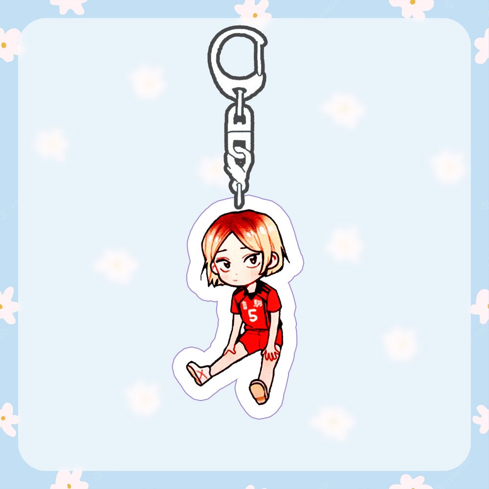 ( Mica trong acrylic ) Móc khóa Haikyuu!! Vua bóng chuyền ver ngồi nghỉ ngơi anime chibi xinh xắn