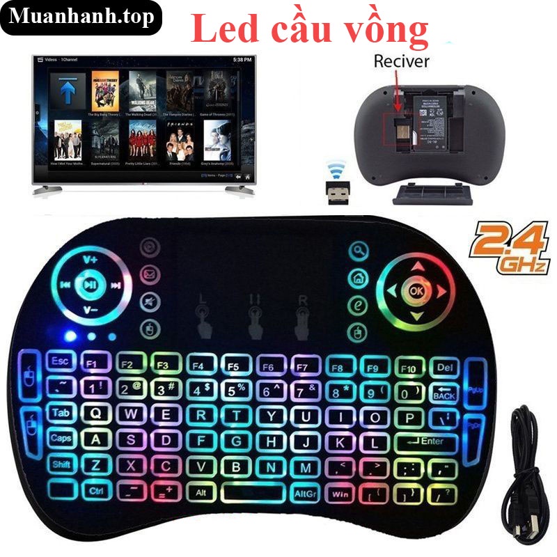 Bàn phím kiêm chuột mini cảm ứng không dây I8 cho Ps4, Google, Android, Tv Box, chơi game