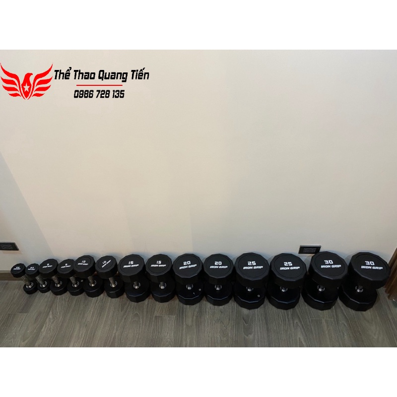 Tạ tay bọc cao su Iron Grip 30 kg (giá 1 quả)