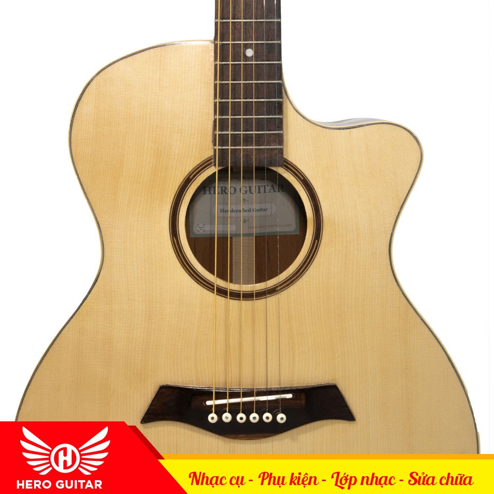 Đàn guitar acoustic S2- Guitar cho người mới chơi, gỗ hồng đào nguyên tấm, giá rẻ, âm thanh hay. -Hero Guitar Đà Nẵng