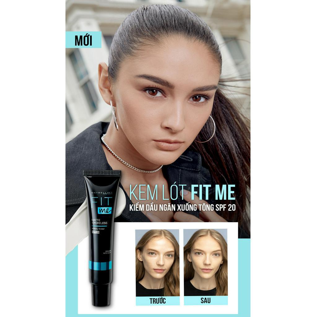Kem Lót Kiềm Dầu, Lâu Trôi, Ngăn Xuống Tông Maybelline Fit Me Matte Poreless 16H
