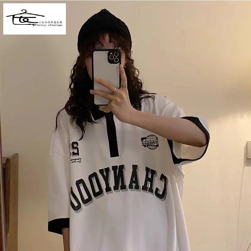 Áo Thun POLO Cotton Tay Ngắn Phong Cách Retro Đường Phố Thời Trang Xuân Hè Cho Nữ