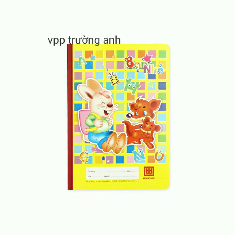 vở ô ly 48tr hồng hà 0509 giấy trắng tự nhiên, vở ô li cấp 1