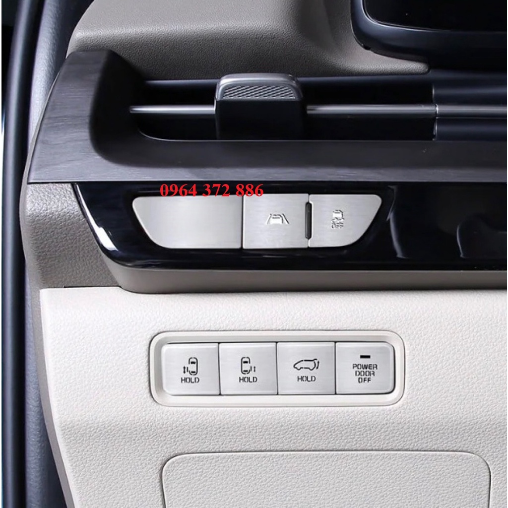 Bộ ốp nút điều khiển trong xe KIA Carnival 2021 - 2022 Full bộ 28 chi tiết nút nhôm mờ hàng xịn, start stop, ốp nội thất