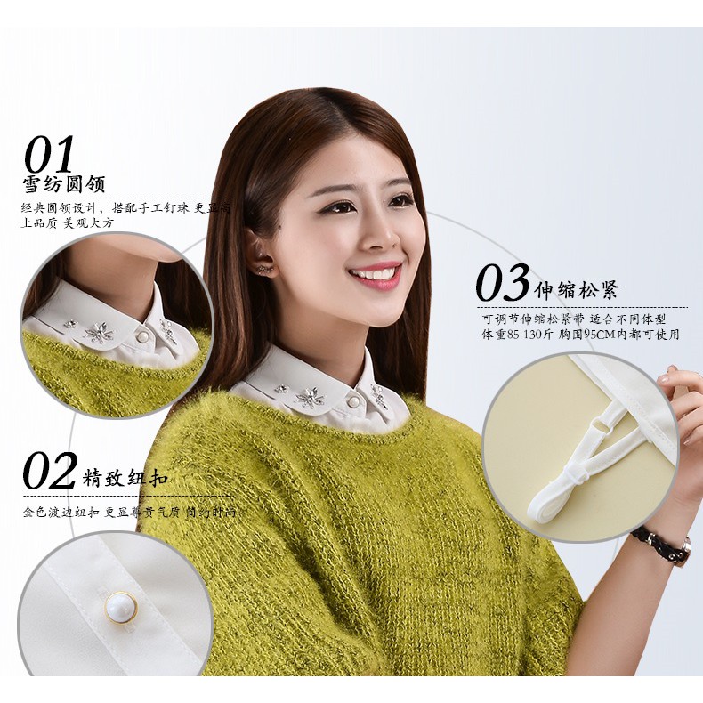 Cổ áo rời đính đá vải voan - Mã CD14  Lemon