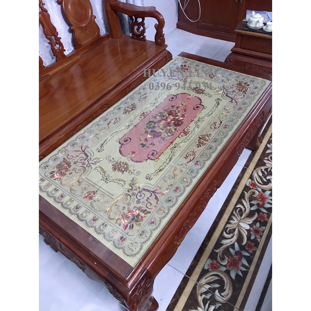 Khăn trải bàn rộng 60cm dài 120cm hoa văn nổi 3D sang trọng