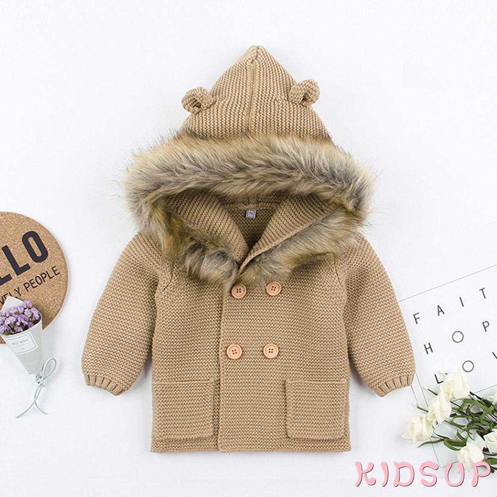 Áo Khoác Cardigan Dệt Kim Giữ Ấm Mùa Đông Cho Bé