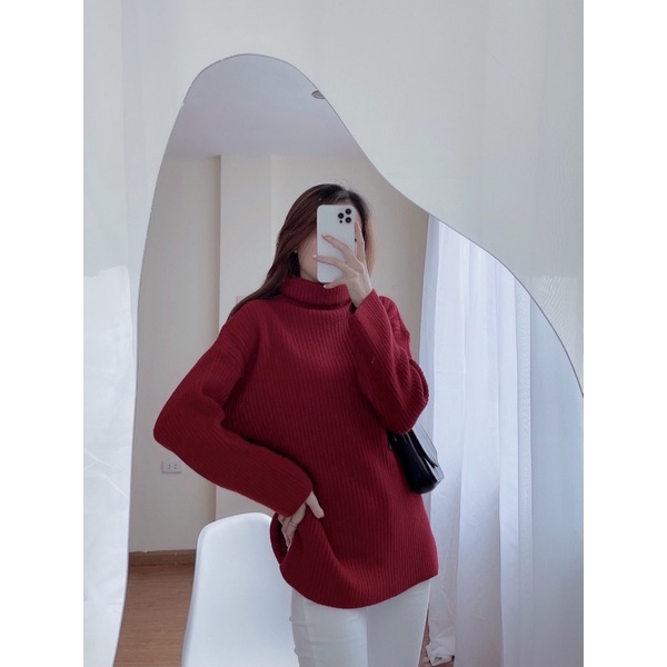 LINA SHIRT - áo len cổ lọ dáng xẻ