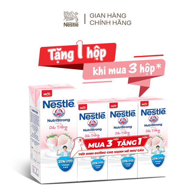 Thùng 48 hộp Sữa Nestlé Gấu Hương Dâu trắng (48x180ml)