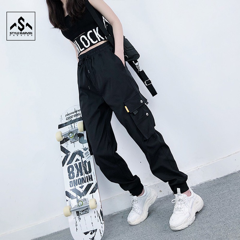 Quần jogger nữ basic STYLE MARVEN phối túi hộp vải kaki co giãn - QUAN SM019V1