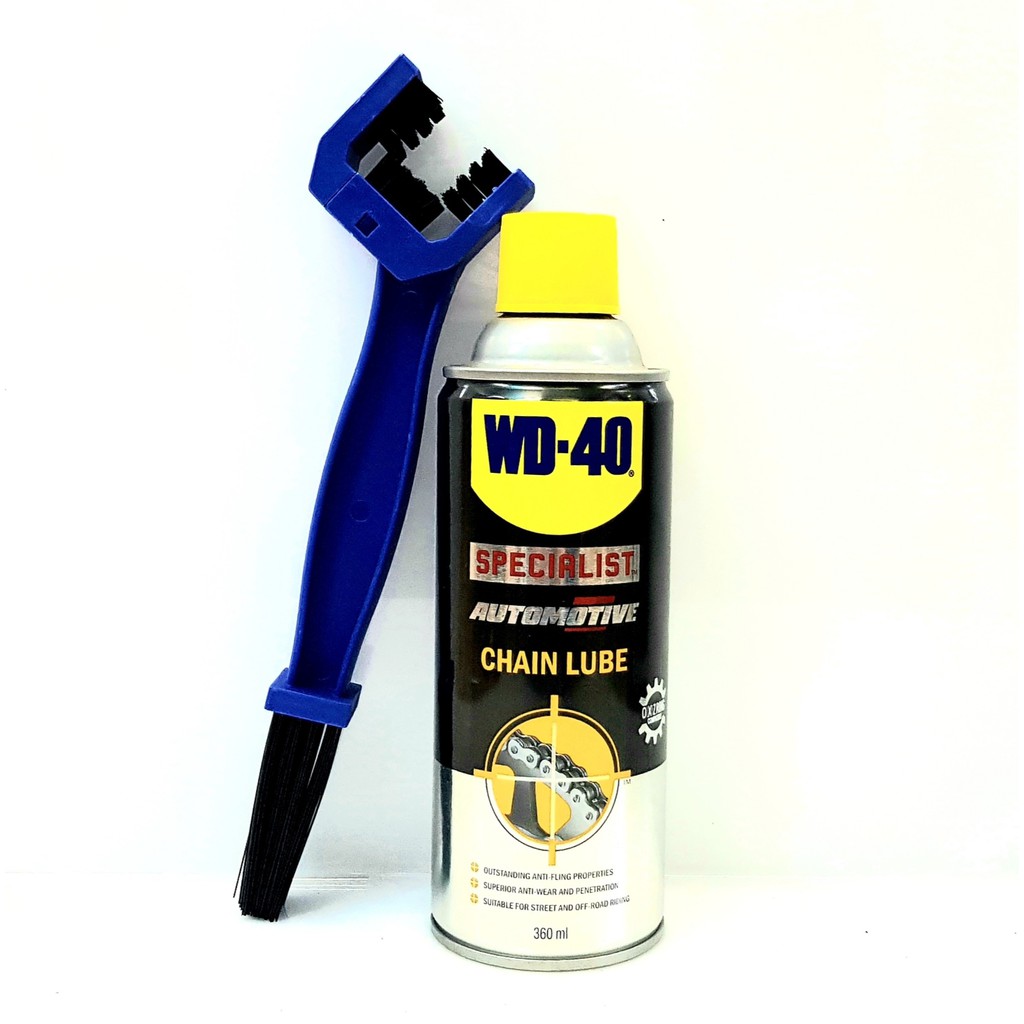 Bộ đôi bảo dưỡng sên WD40 SPECIALIST CHAIN LUBE 360ML và Bàn chải