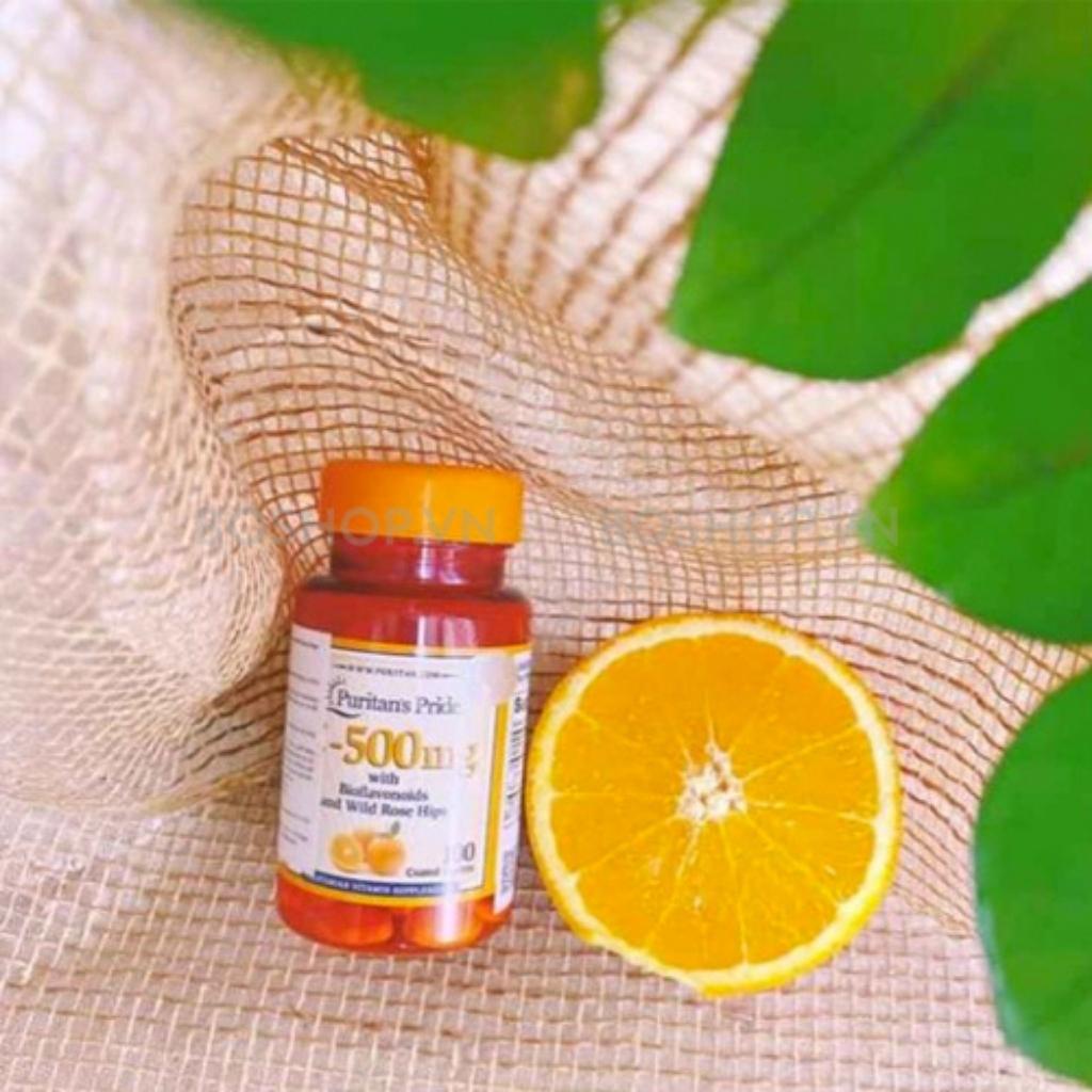 Viên Uống Bổ Sung Vitamin C Puritan's Pride C-500mg With Bioflavonoids And Wild Rose Hips 100 Viên