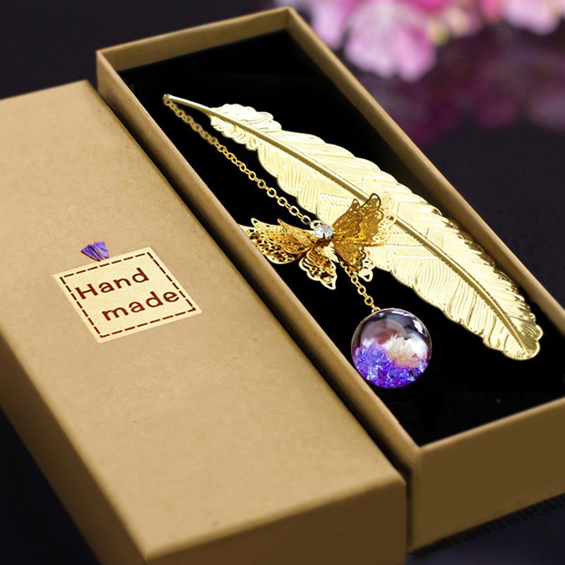 Vintage Metal Butterfly Feather Bookmark Teacher Mother's Day Thank You Gift