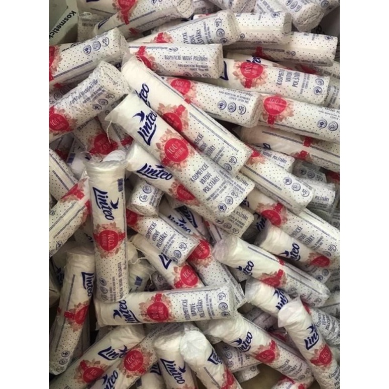 Bông tẩy trang Linteo nhập khẩu Châu ÂU 100% cotton pads mềm mại không xơ nhập khẩu Châu ÂU