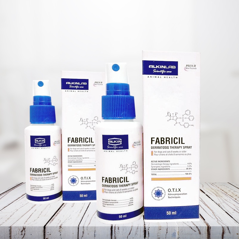 Alkin Fabricil 50ml: điều trị ngứa da, mẫn đỏ, viêm da có mủ ở chó mèo