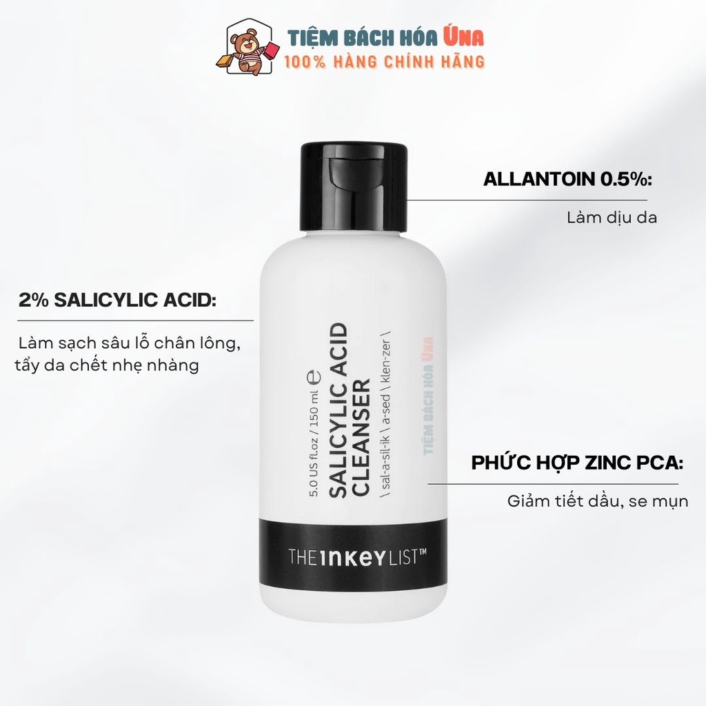 Sữa rửa mặt da dầu mụn Salicylic Acid Acne + Pore Cleanser The inkey list