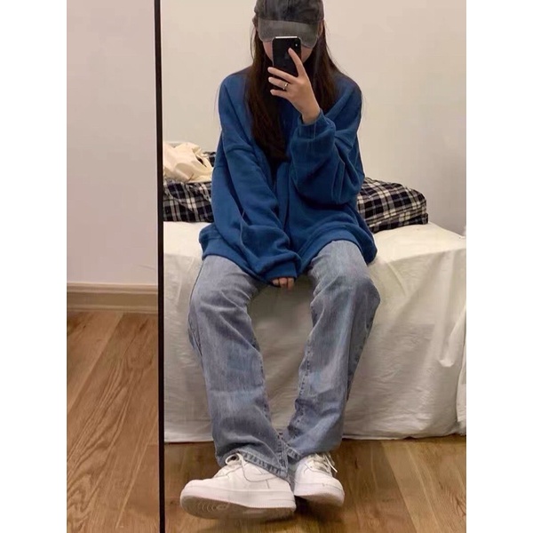 Áo nỉ da cá màu xanh than