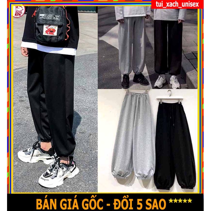 🌸 SIÊU HOT 🌸 Quần Thun Nỉ GOURD Unisex  Jogger dáng thụng dây rút ống rộng CHÂN CUA màu ĐEN | XÁM nam nữ