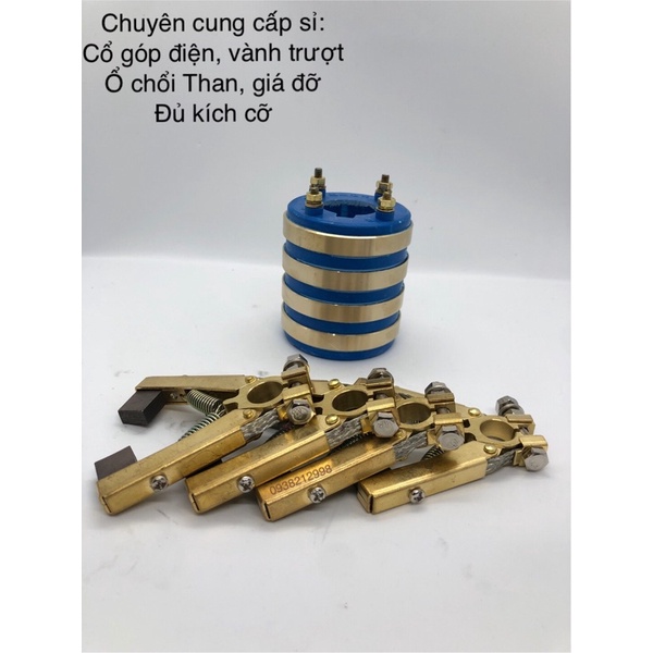 cổ góp điện 4 pha + bộ chổi than 30a trục 25x65