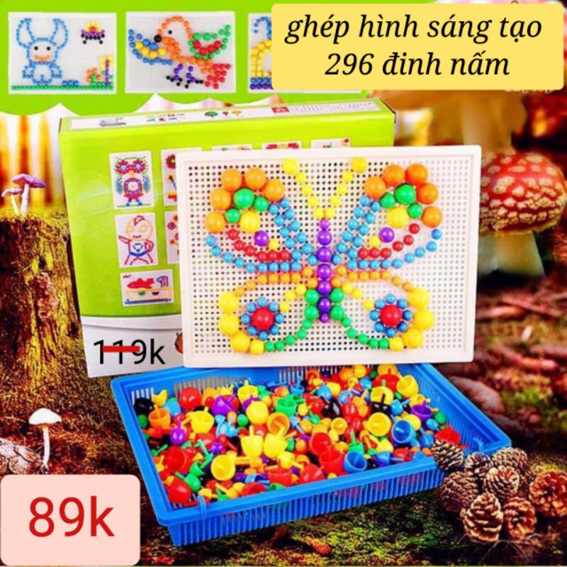 Đồ chơi ghép hình đinh nấm 296 chi tiết sáng tạo cho bé