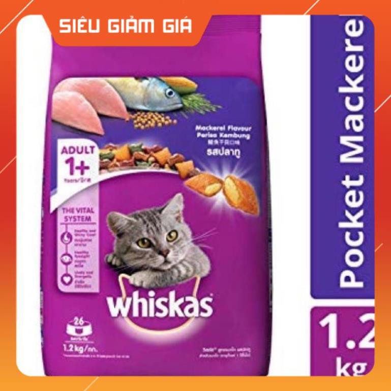 [GIẢM GIÁ] Thức ăn hạt khô Whiskas cho mèo gói lớn 1,2 Kg - petshop số 01