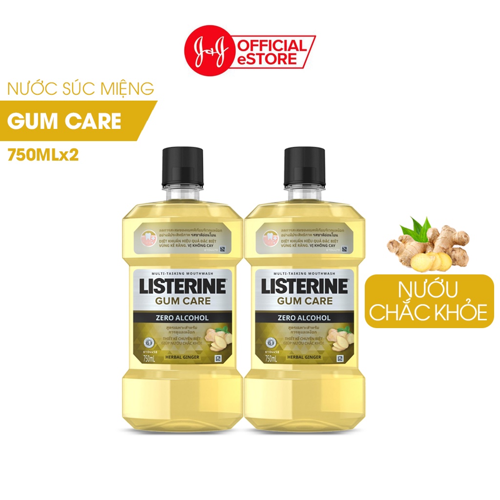 Bộ 2 Chai Nước súc miệng giúp nướu chắc khỏe Listerine Gum Care 750ml/chai