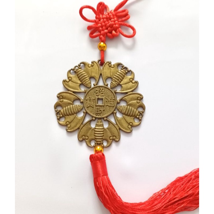 Đồng xu 5 con dơi lớn treo xe, treo phòng khách, trấn trạch, quầy thu ngân, sử dụng thuật phong thủy